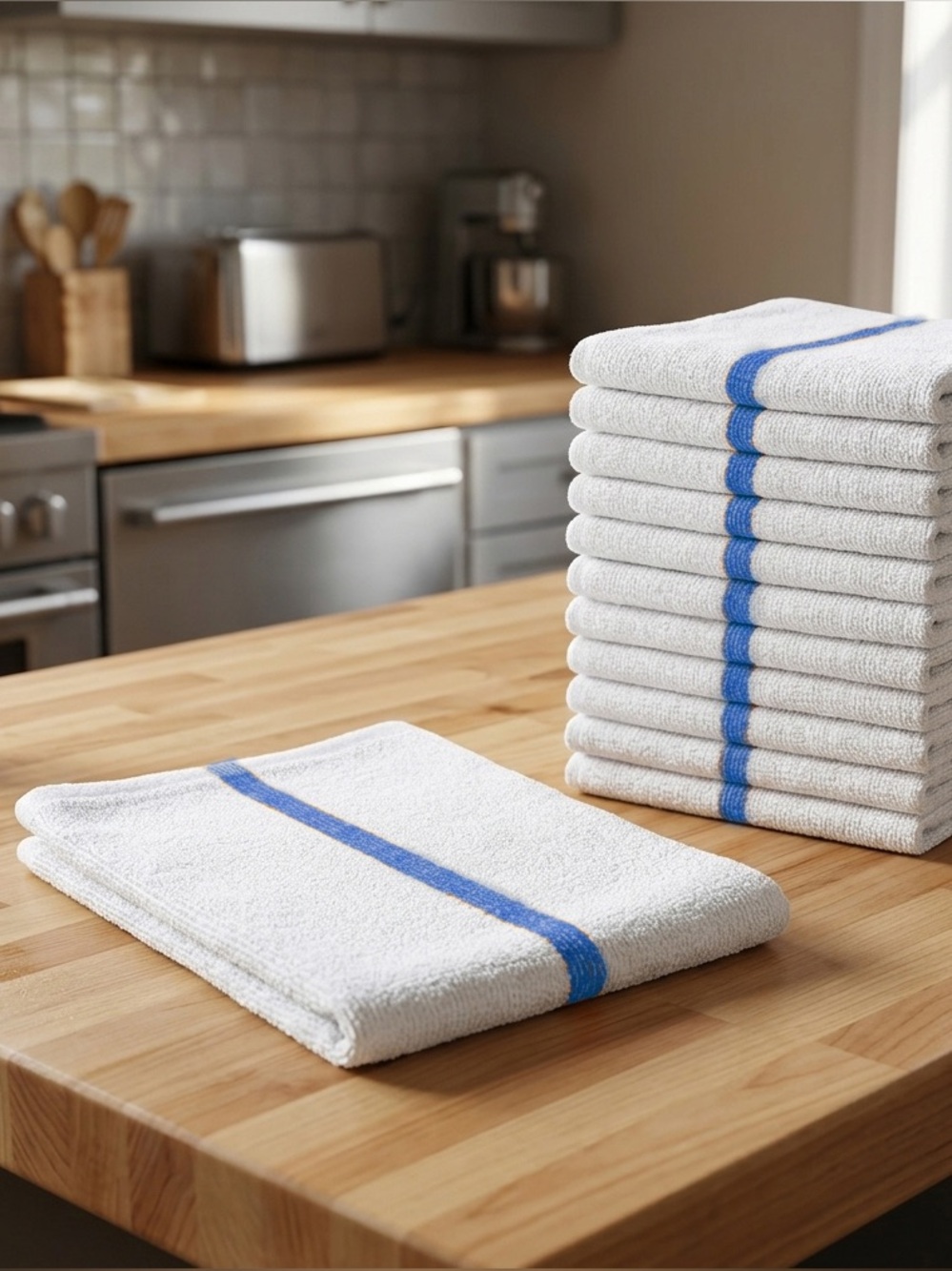 Bar Mop Towels 16x19 Blue Stripe 12 Pack